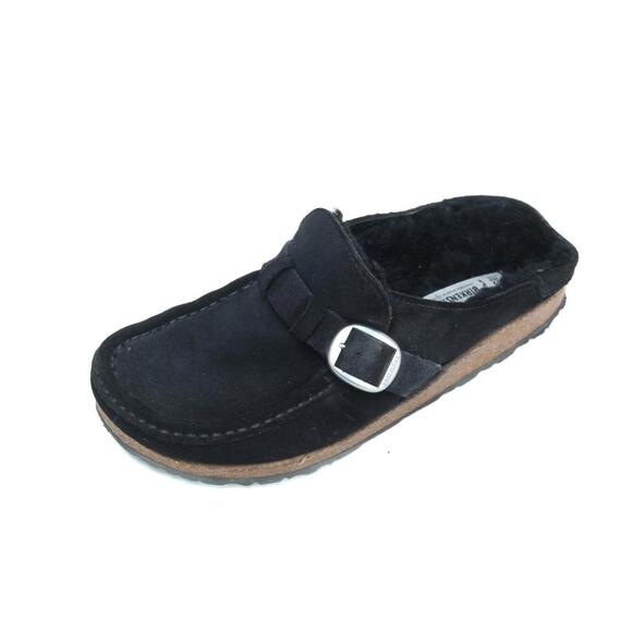 Birkenstock Buckley Clogs Shoes Suede Black Women's Slip On 39 / 8 Medium/Narrow - Picture 1 of 15